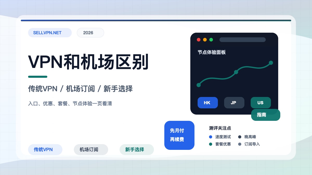 VPN和机场区别封面:传统VPN、机场订阅与新手选择